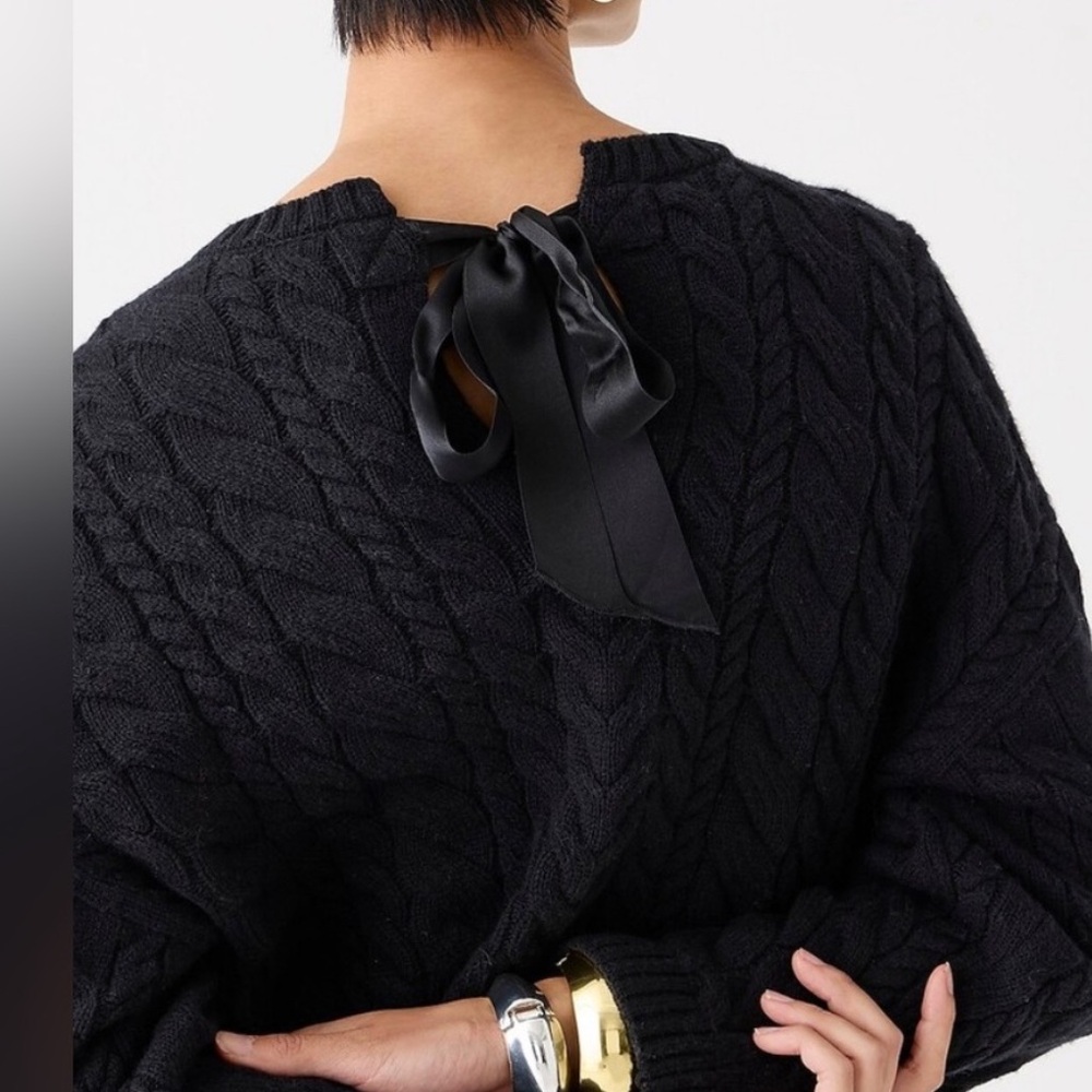 J crew Tie Back Cable Knit Sweater - Picture 2 of 9